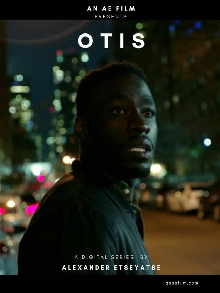 Otis movie poster with black man concernedly looking past the camera on city streets