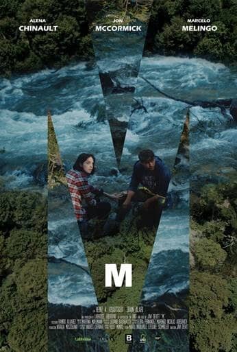 M Movie Poster of man and woman on coast of a raging river